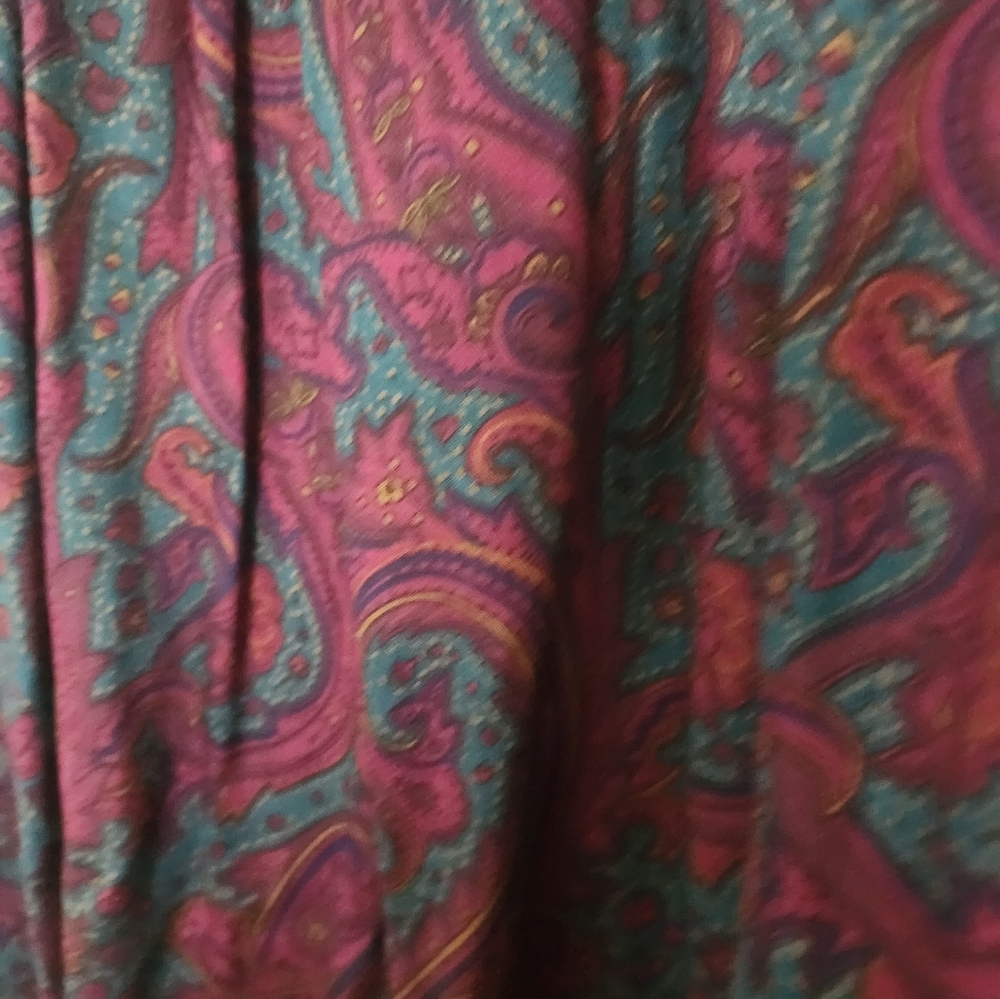 Vintage Elliott Lauren Wool Challis Floral Midi Skirt Pleated Pockets
